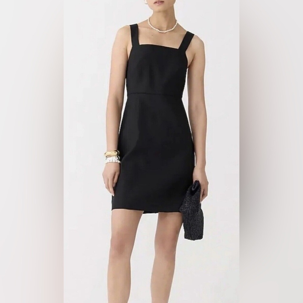 J.Crew Squareneck A-line dress in stretch linen blend, Size 2